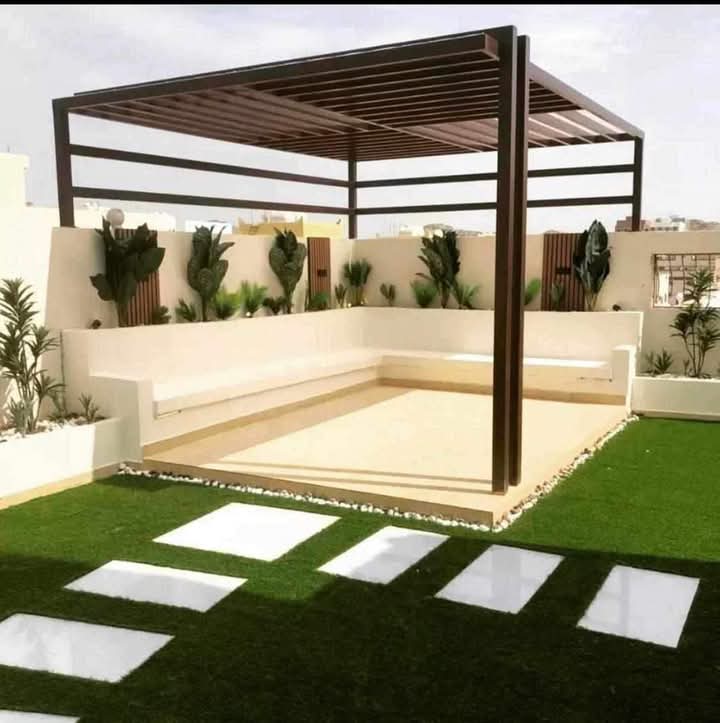افضل-برجولات-جلسات-حوش-1 جلسات خارجية مع برجولات ومظلات للفلل والحدائق في جدة